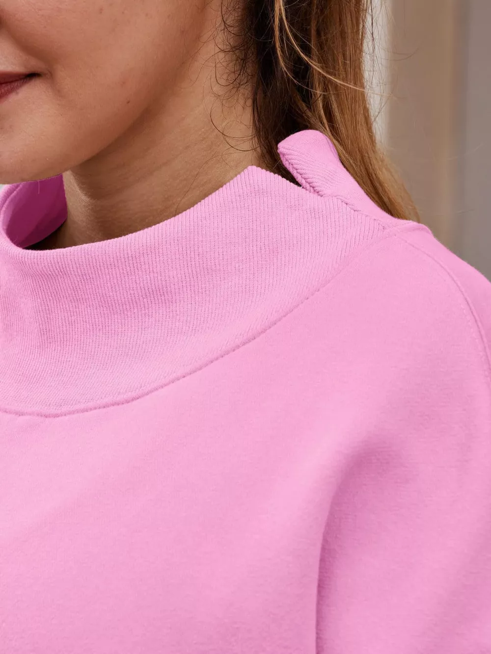 Oversized Mock Neck Long Sleeve Sweatshirt, image 34