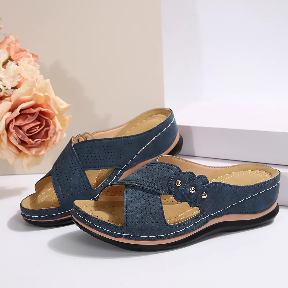 Crisscross Open Toe Wedge Sandals, image 8