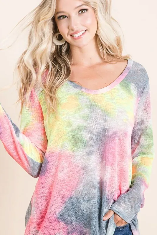 Tie Dye Print Low Gauge Knit Top, image 10