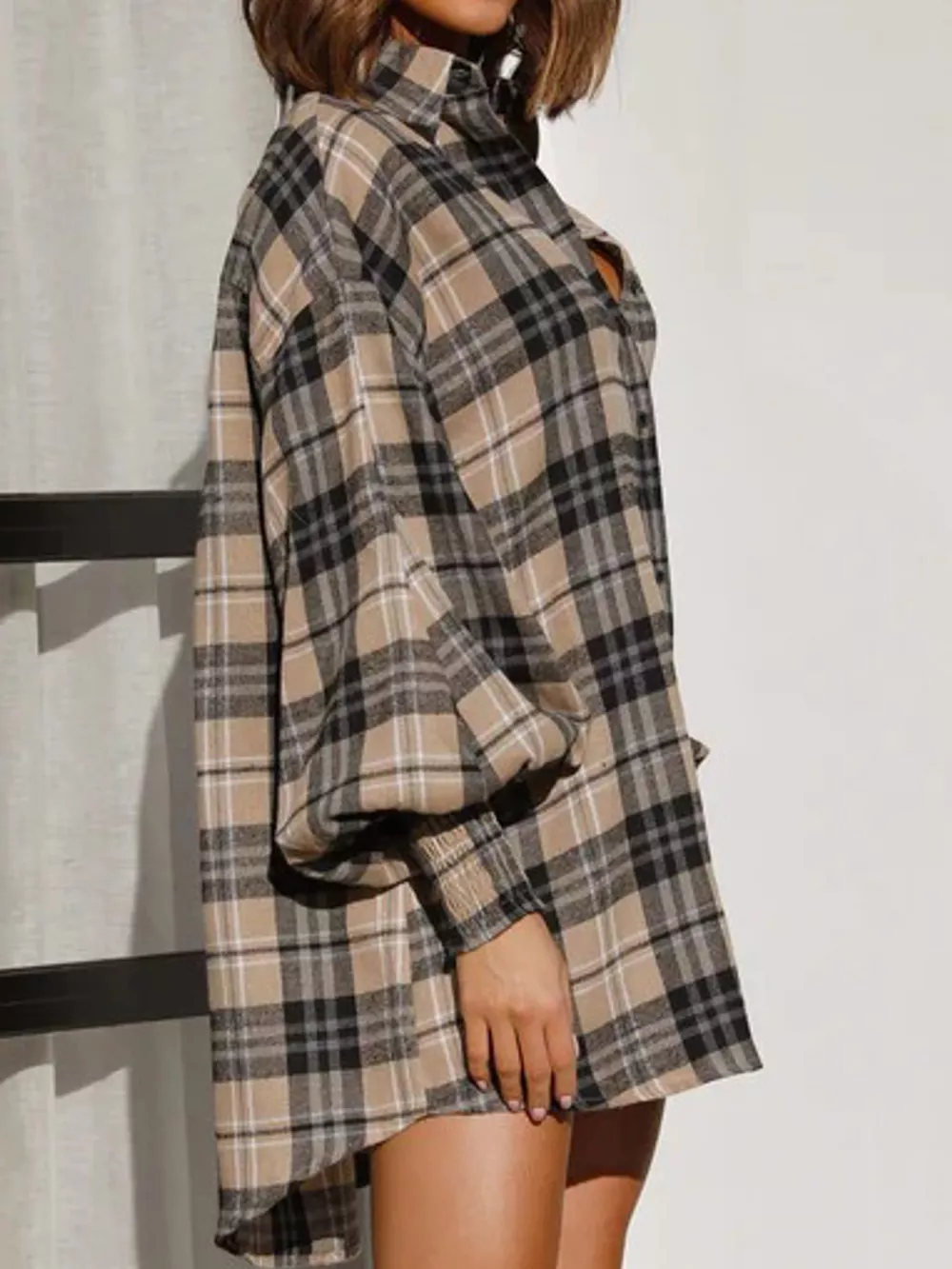 Oversized Plaid Button Up Shirt, image 3