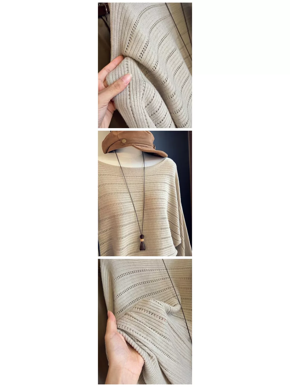Openwork Boat Neck Sweater, image 4