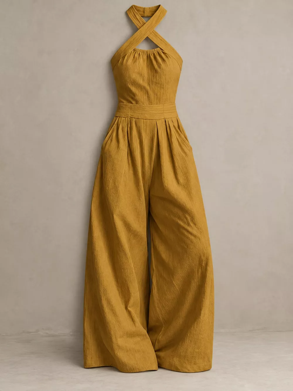 Full Size Halter Neck Wide-Leg Jumpsuit Plus Size, image 35