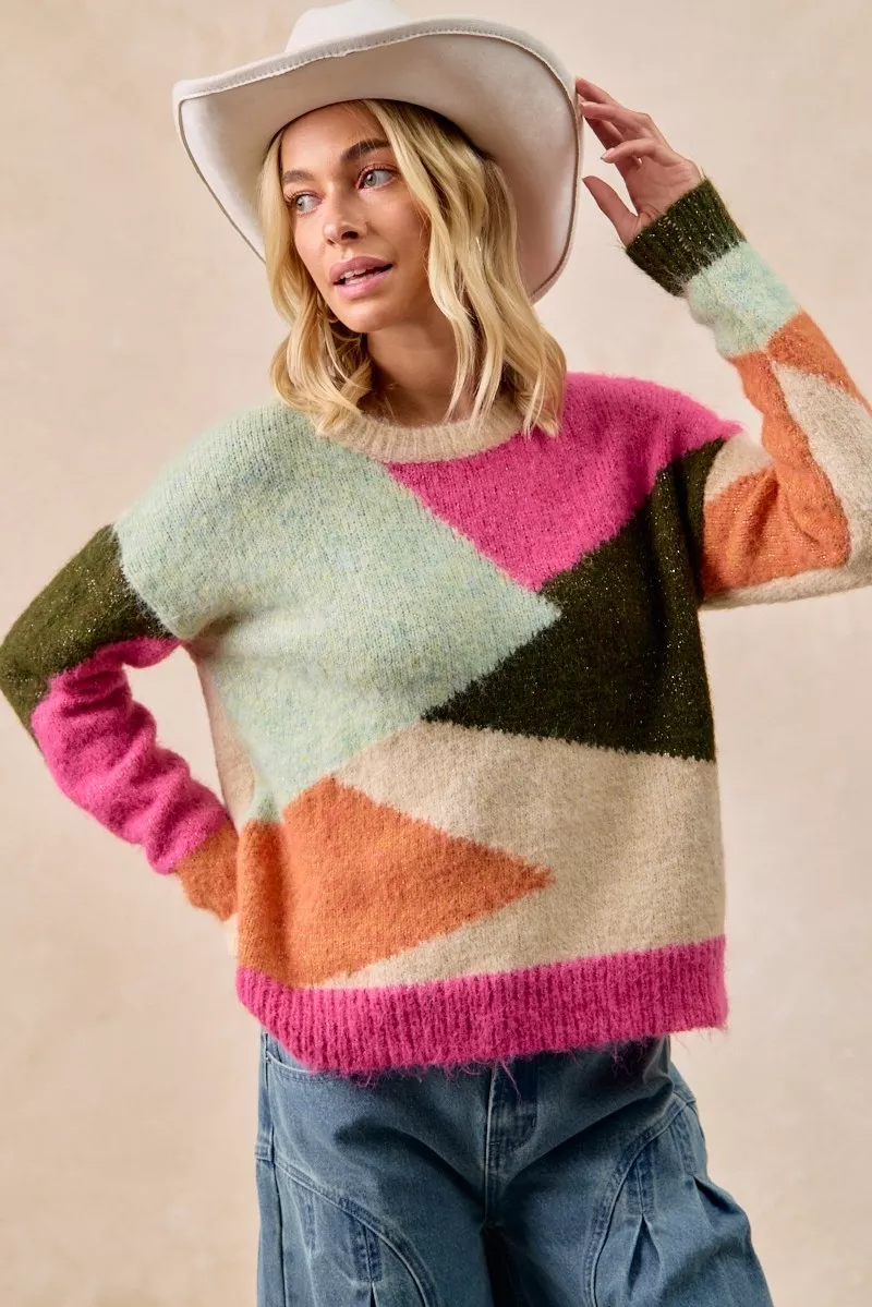 Multi Color Block Sweater Top, image 6