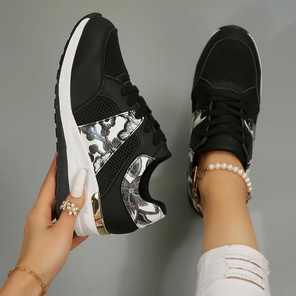 Floral Mesh Wedge Athletic, image 11