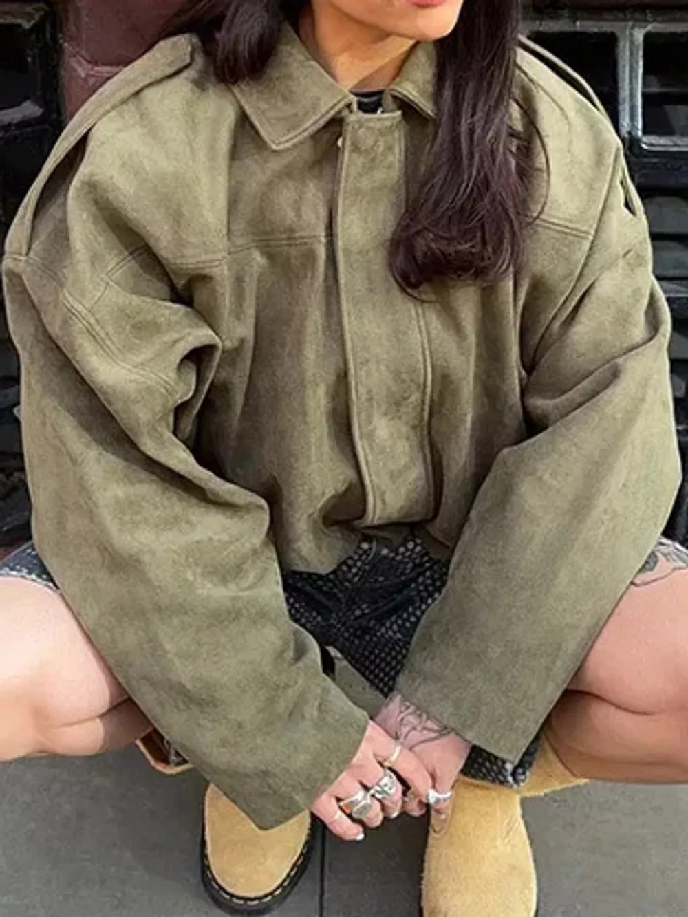 Zip Up Dropped Shoulder Jacket, image 3