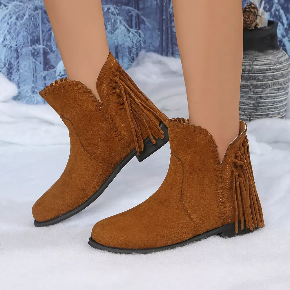 Fringe Point Toe Ankle Boots, image 8