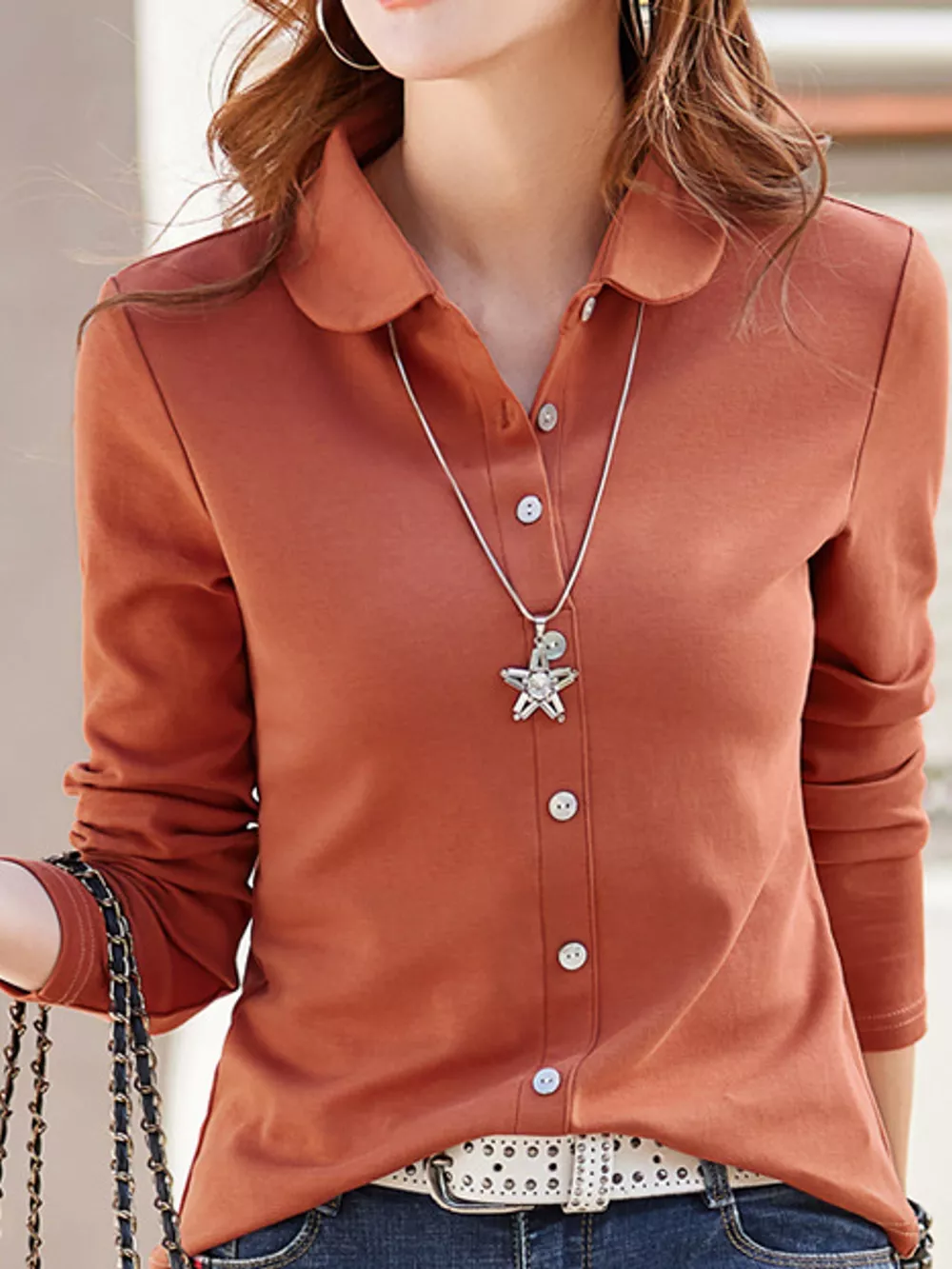 Full Size Button-Down Long Sleeve Shirt Plus Size, image 18
