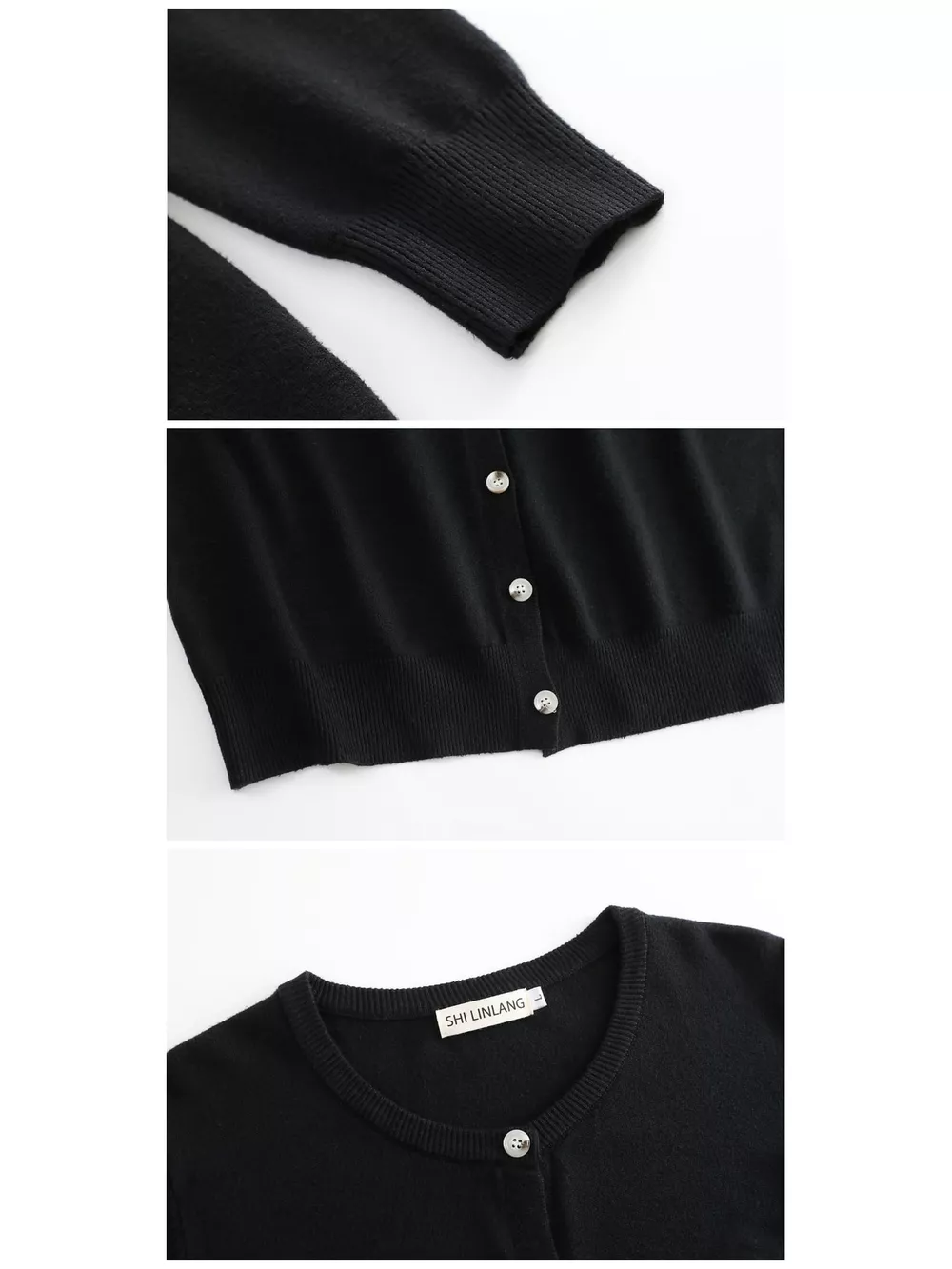 Plus Size Crew Neck Button-Down Knit Cardigan, image 7