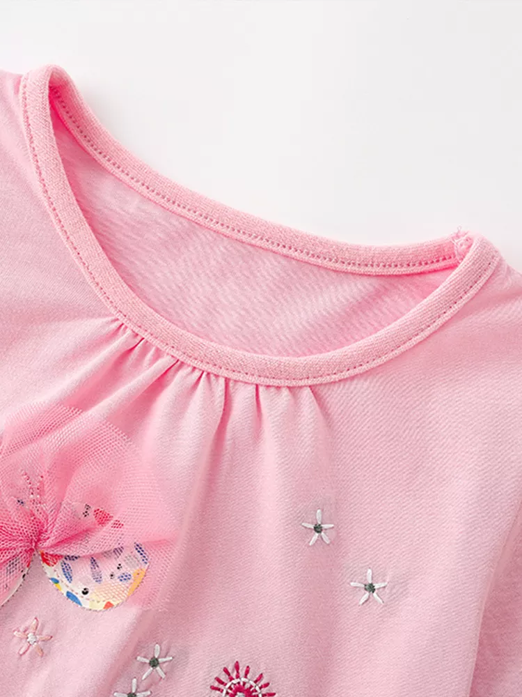 Children's Tulle Bow & Floral Embroidered T-Shirt, image 3