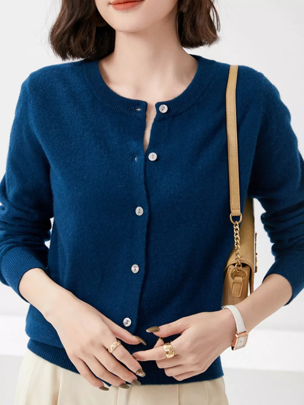 Crew Neck Button-Down Cardigan, image 56