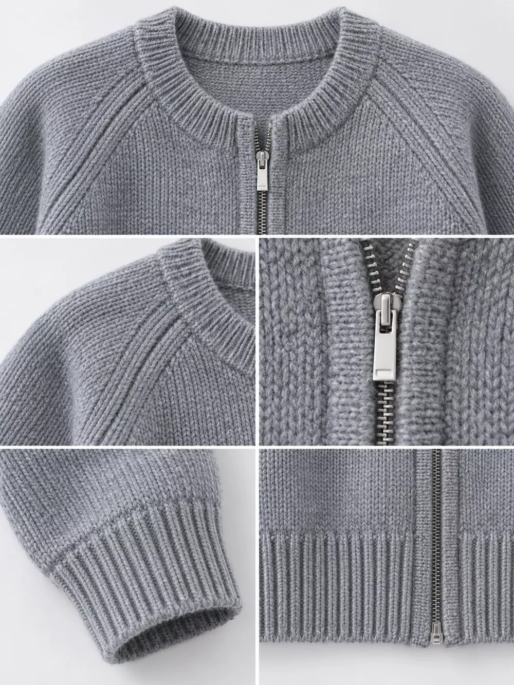 Ribbed Hem Zip-Up Cardigan, image 9