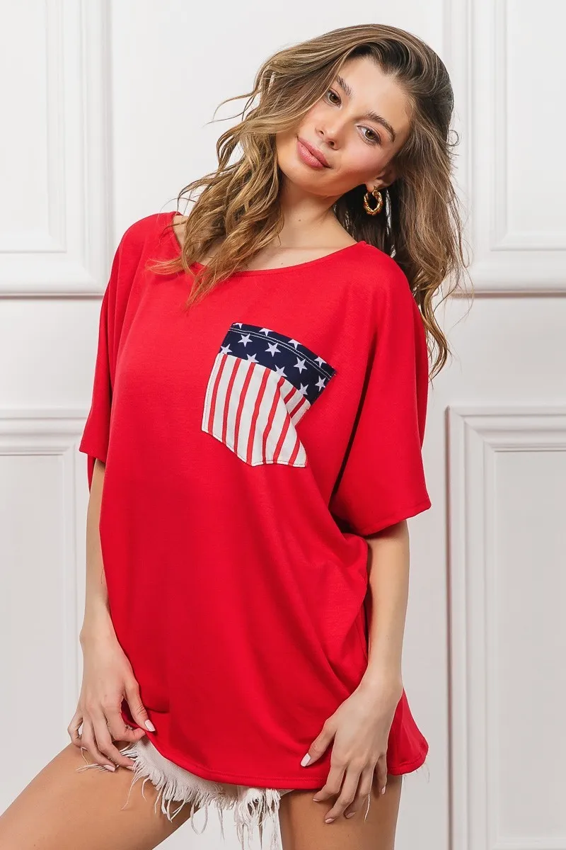 French Terry With Front Pocket Dolman Sleeves Top, image 7