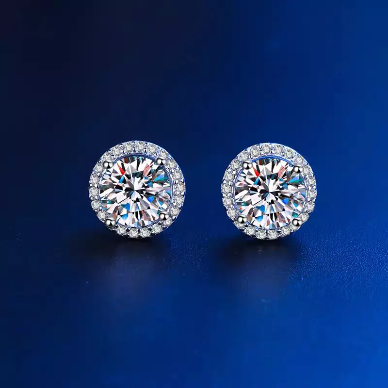 1 Carat Moissanite 925 Sterling Silver Stud Earrings, image 4