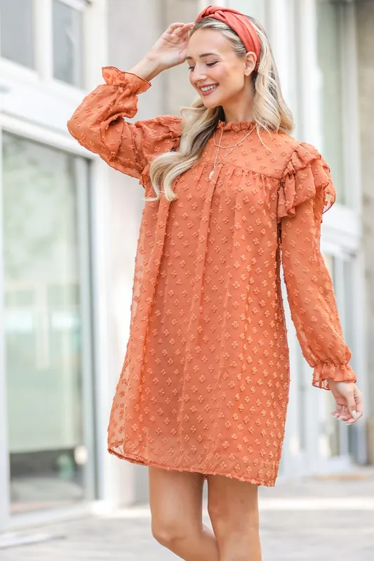 Lovely Ruffle Shoulder with Textured Woven Dress, image 3
