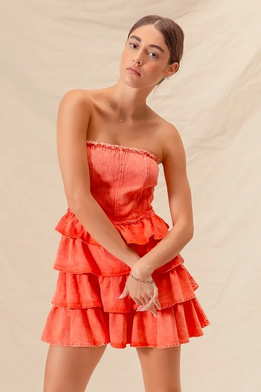 Strapless Ruffle Layered Game Day Cheer Up Dress, image 7