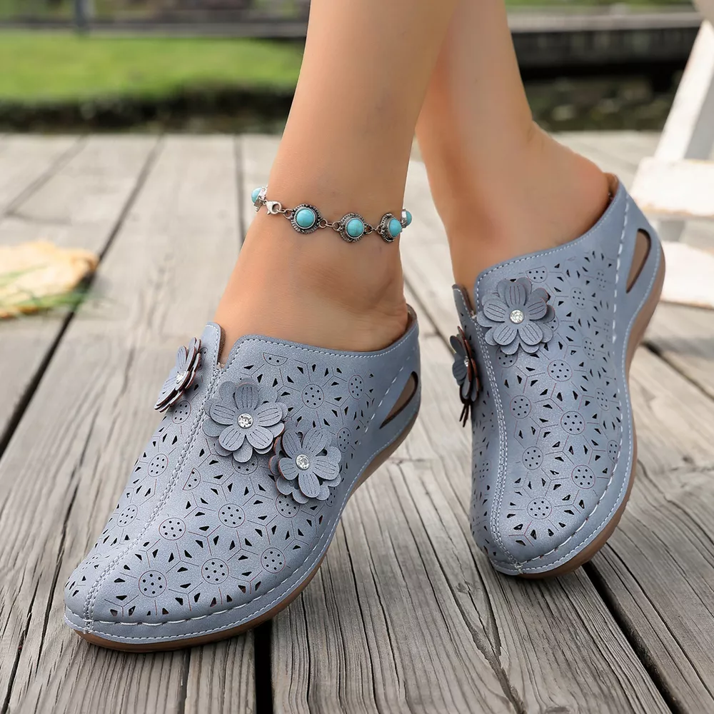 Floral Decor Round Toe Sandals, image 6