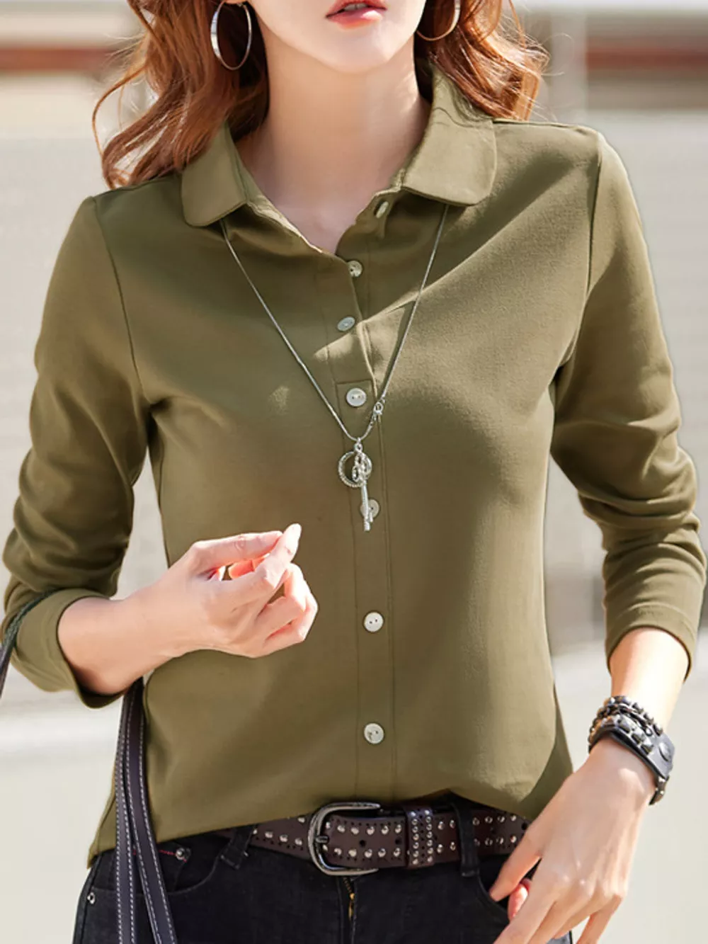 Full Size Button-Down Long Sleeve Shirt Plus Size, image 23