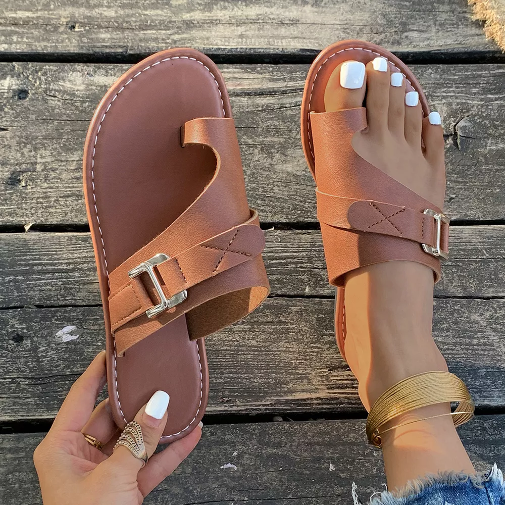 Toe Loop Buckle Decor Sandals, image 13