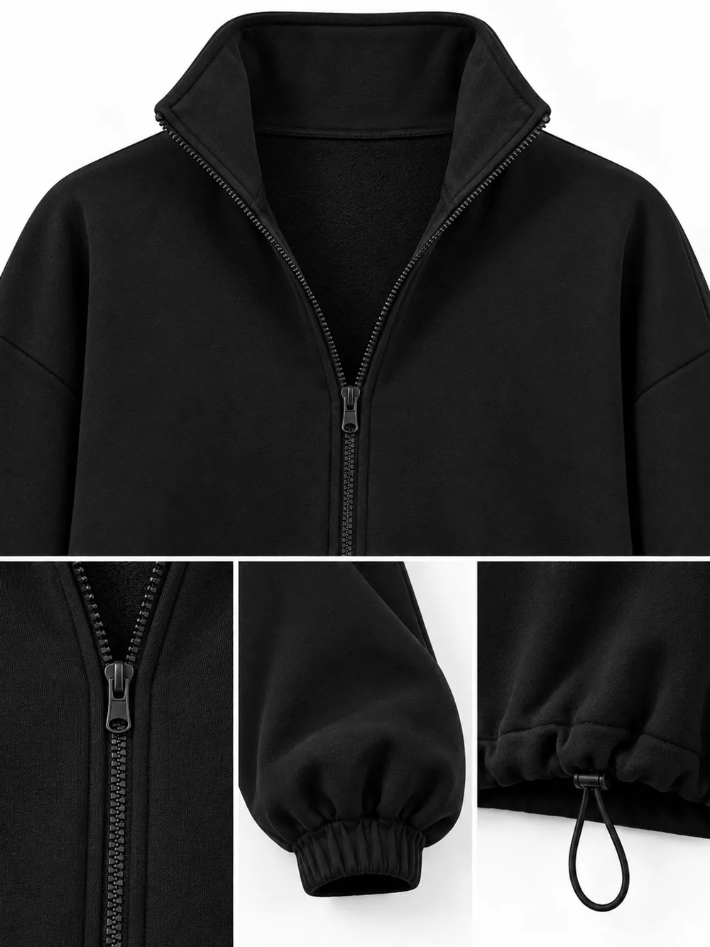 Drawstring Hem Zip Up Jacket, image 5