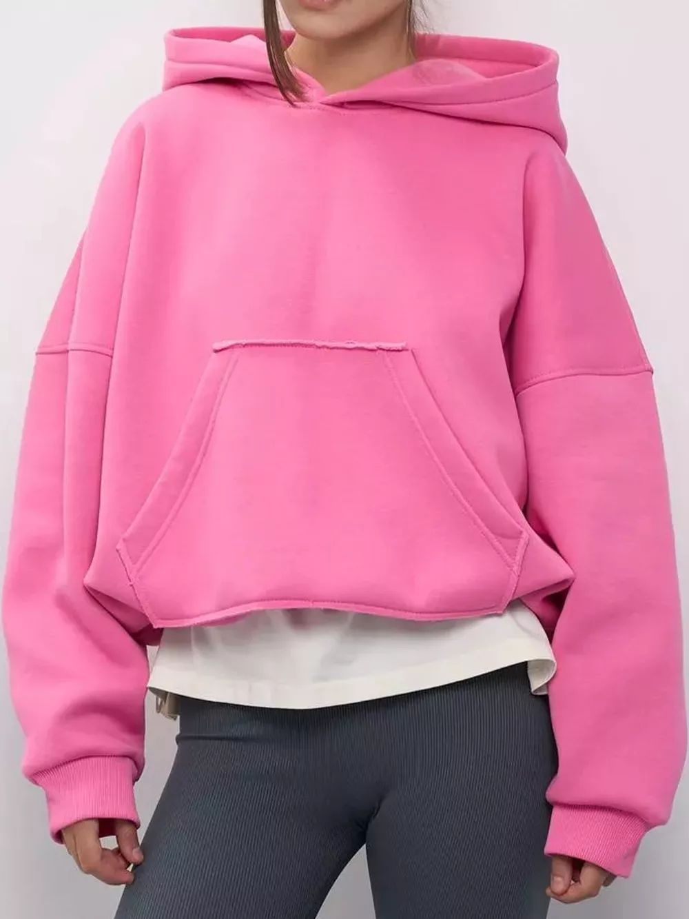 Kangaroo Pocket Dropped Shoulder Hoodie, image 35