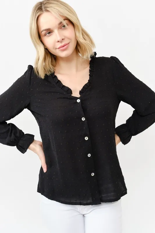 Polka Dot Ruffle Detailed Blouse Top, image 7