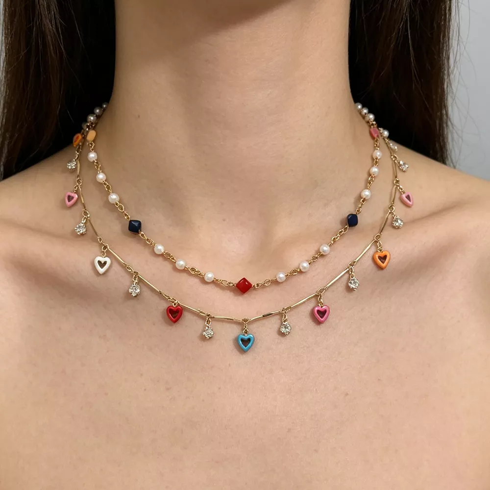 2 Piece Heart Charm Necklace, image 2