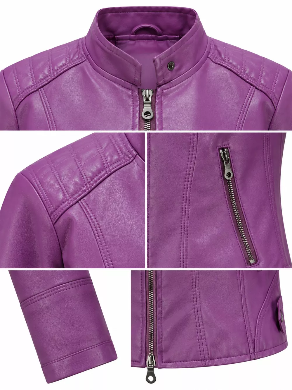 Full Size Slim Fit Faux Leather Moto Jacket Plus Size, image 30