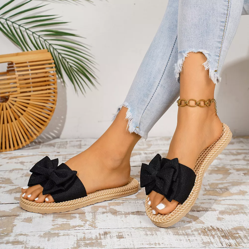 Bow Open Toe Flats Sandals, image 4