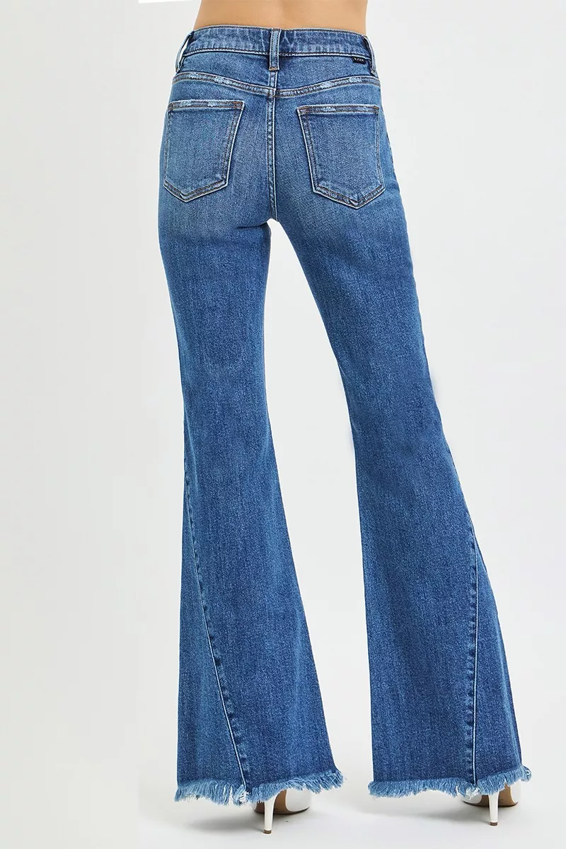 Mid Rise Flare Side Seam Detailing Jeans, image 4