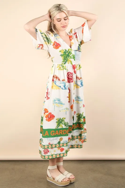 Button Down Printed Midi Dress, image 6