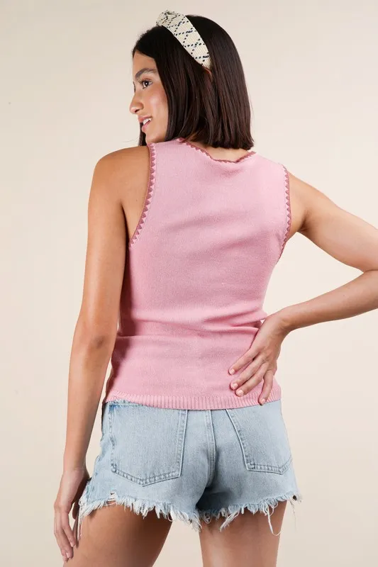 Blanket Style Sleeveless Knit Tank, image 5