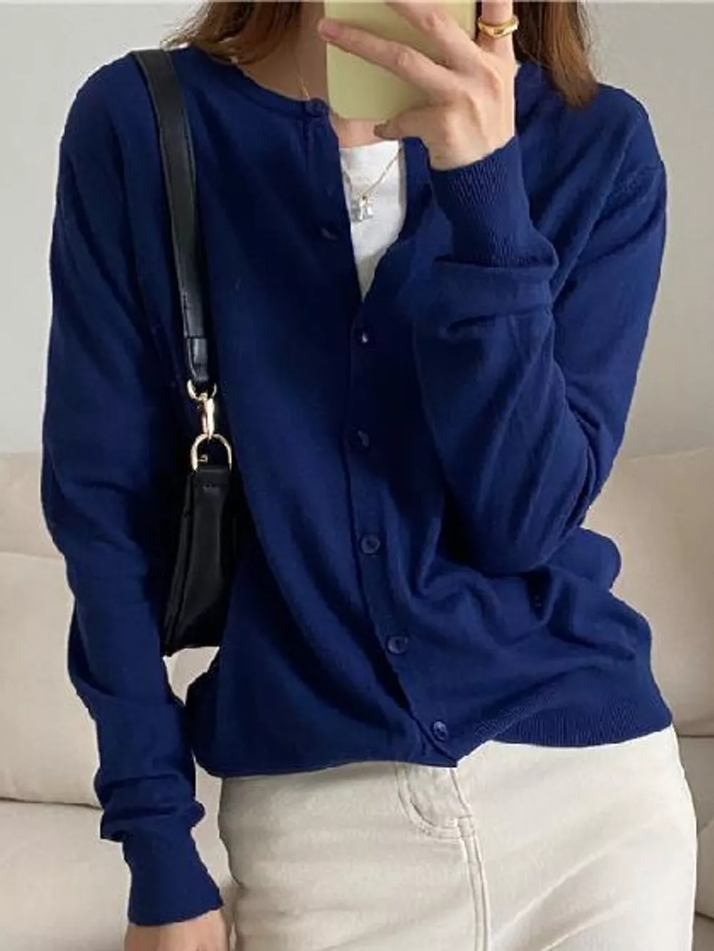 Crew Neck Button-Down Knit Cardigan, image 25