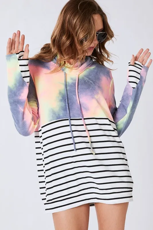 Tie Dye French Terry Cowl Neck Top, image 2