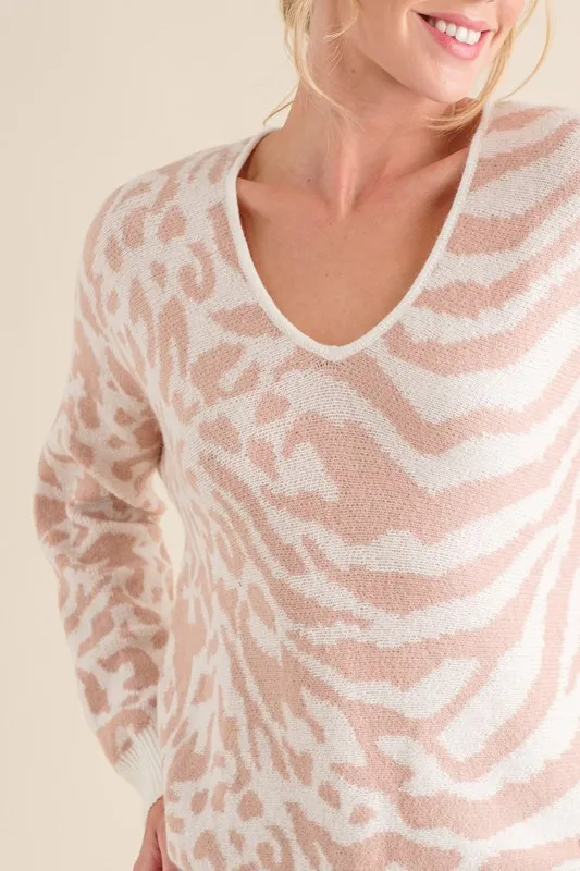 Leopard Zebra Combo Casual Sweater Top, image 5