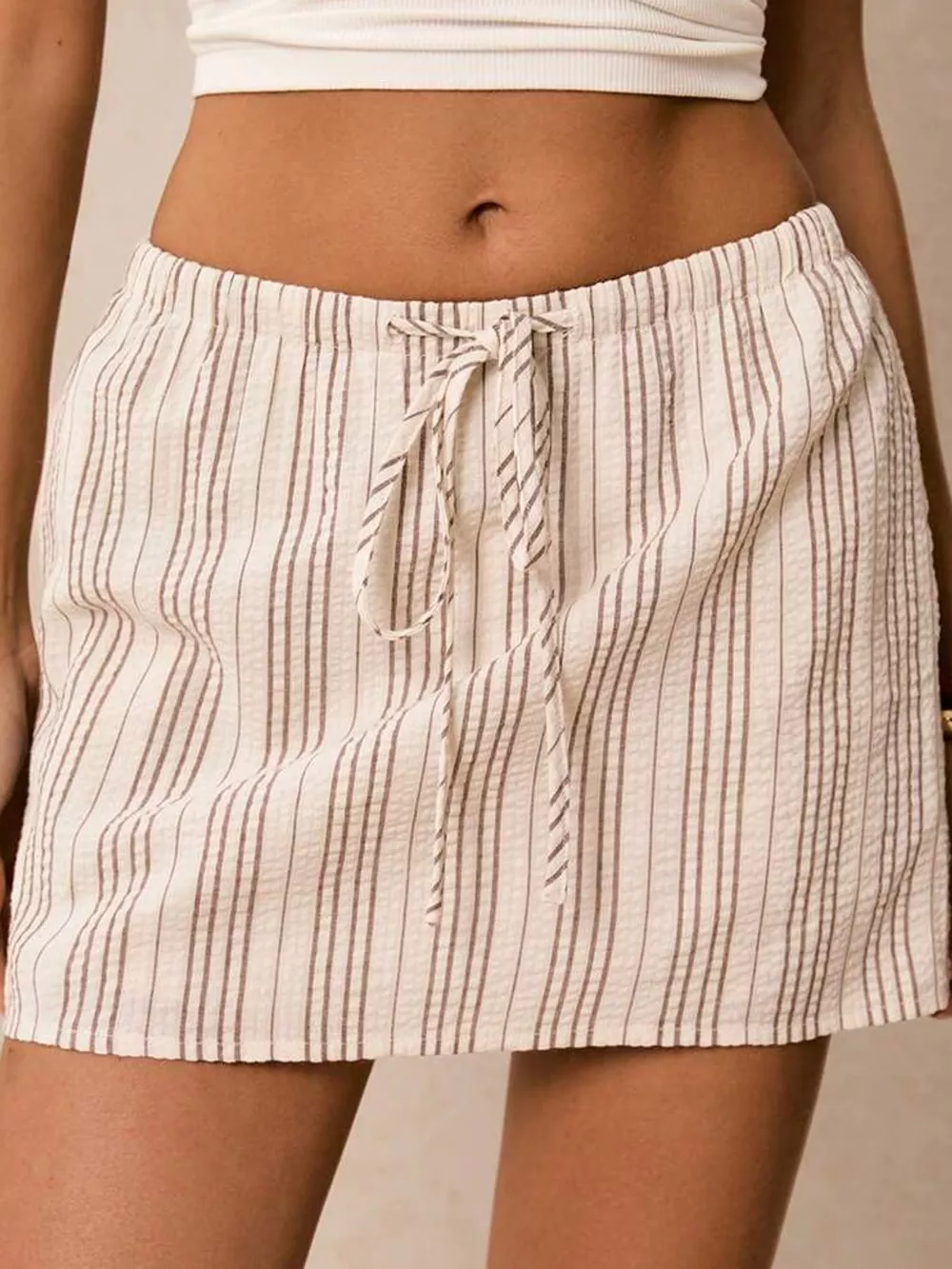 Striped Drawstring Mini Skort, image 10
