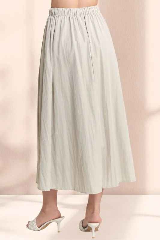 Drawstring Waist Crinkle Maxi Skirt, image 3