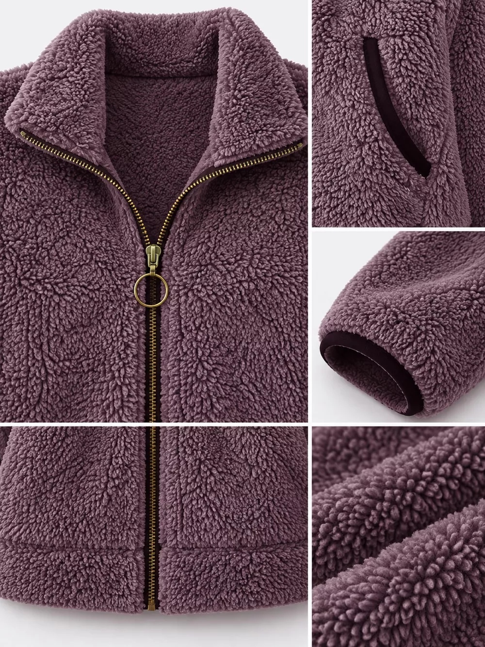 Full Size Fleece Zip-Up Jacket with Contrast Trim Plus Size, image 31
