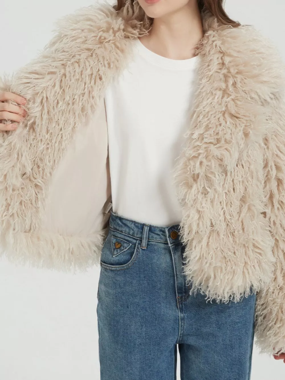Faux Fur Open-Front Cropped Outerwear, image 3
