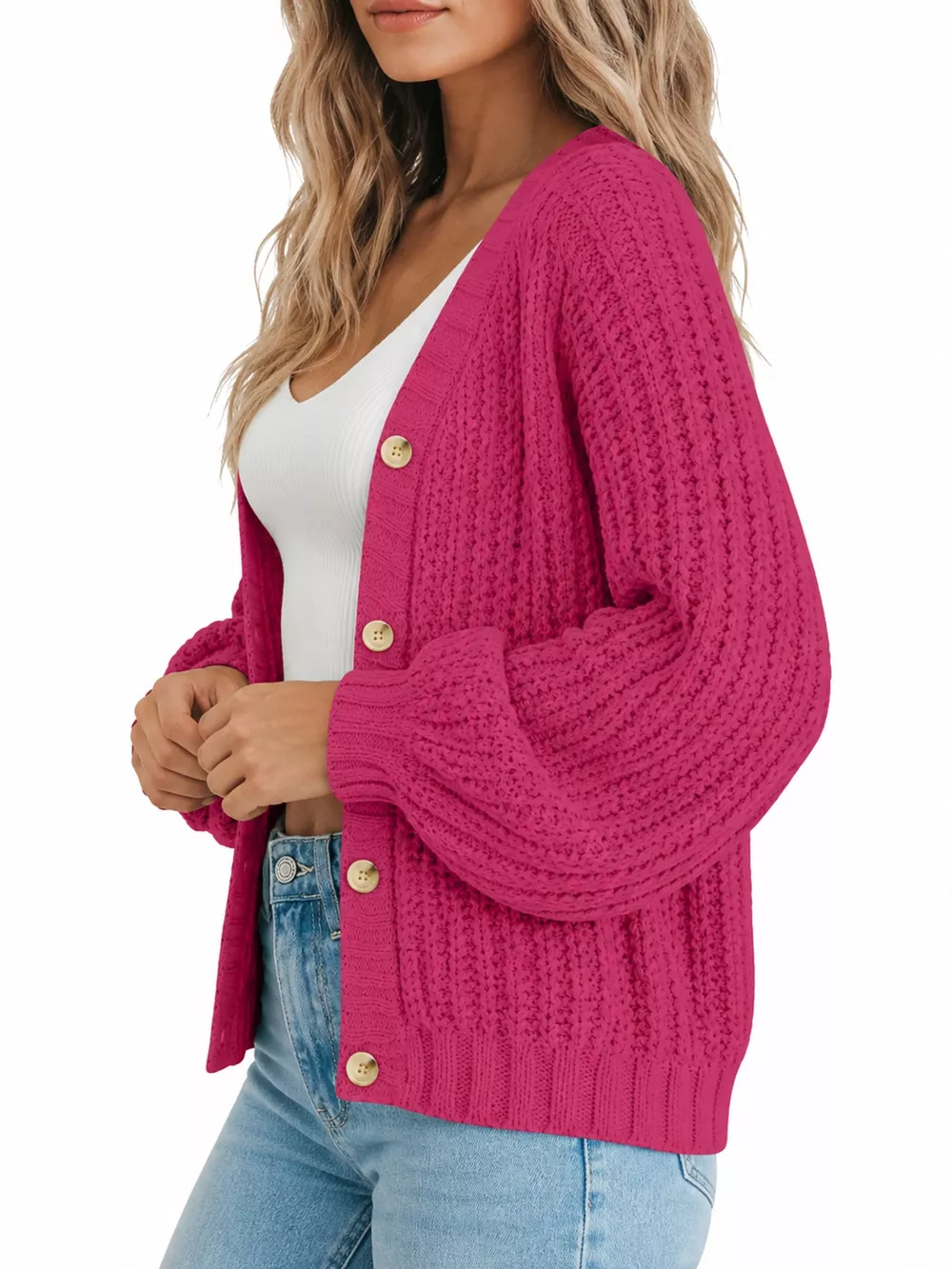 Full Size Chunky Knit Button-Down Cardigan Plus Size, image 29
