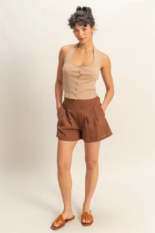 Halter Neck Buttoned Washed Top, image 5