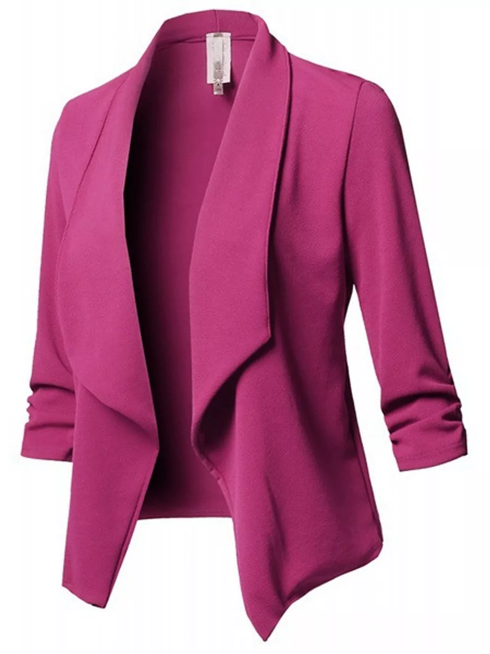 Full Size Open Front Drape Blazer with 3/4 Ruched Sleeves Plus Size, image 32