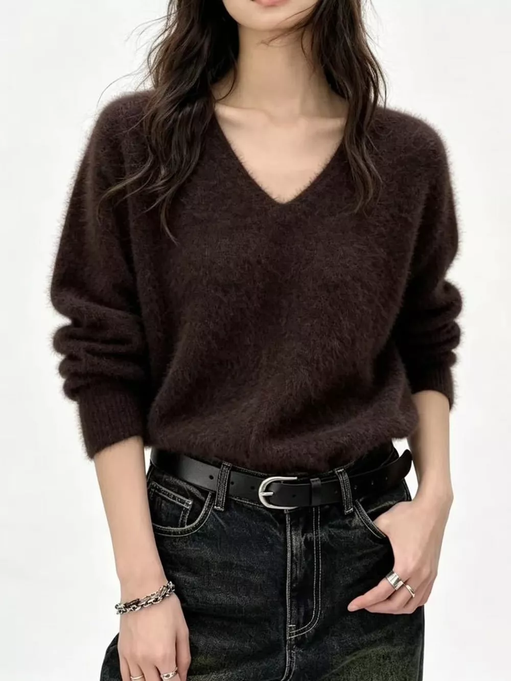 V-Neck Dropped Shoulder Sweater, image 15
