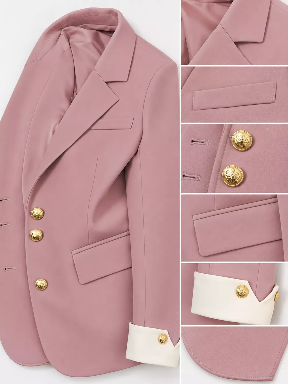 Full Size Single-Breasted Blazer with Gold Button Accents Plus Size, image 32