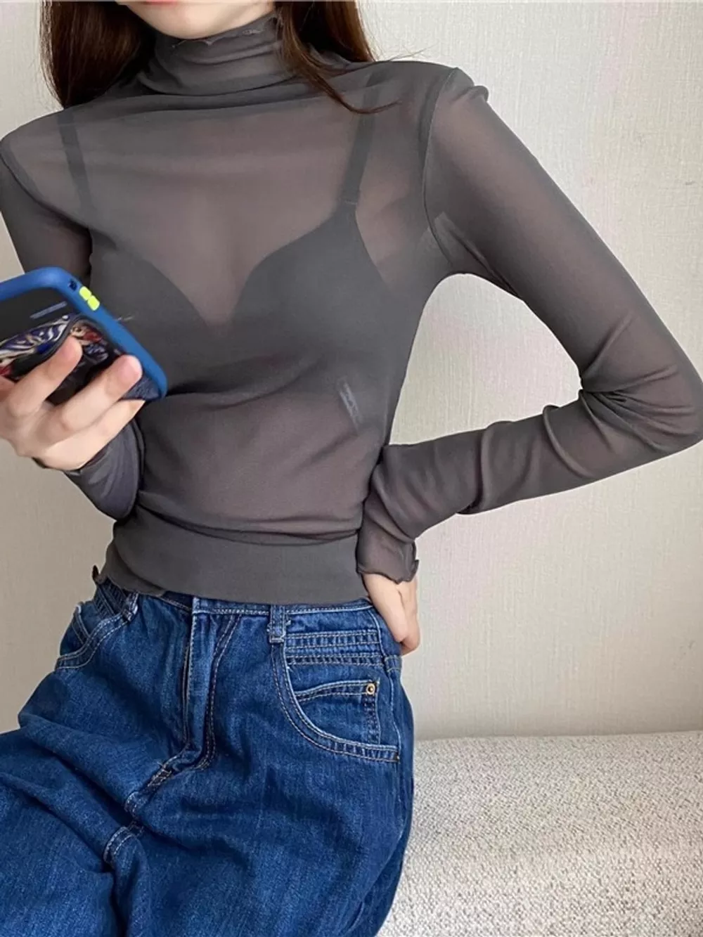 Turtleneck Long Sleeve Slim Fit T-Shirt, image 5