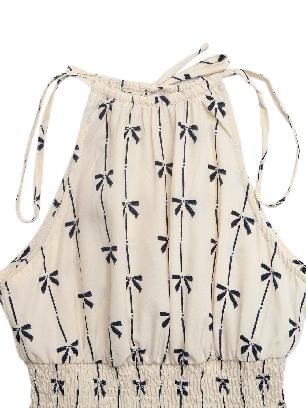 Bow Print Halter Neck Smocked Romper, image 7