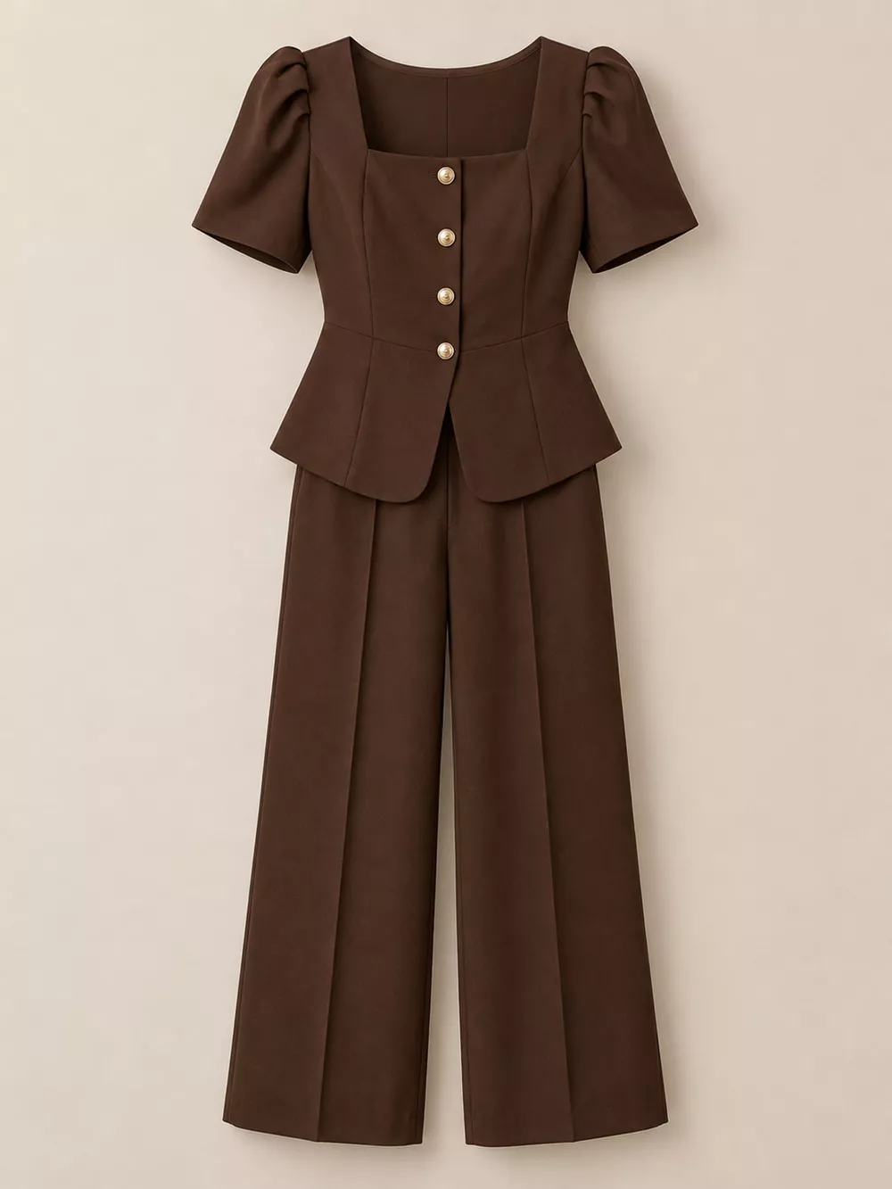 Plus Size Peplum Top and Wide-Leg Pants Two-Piece Set, image 19