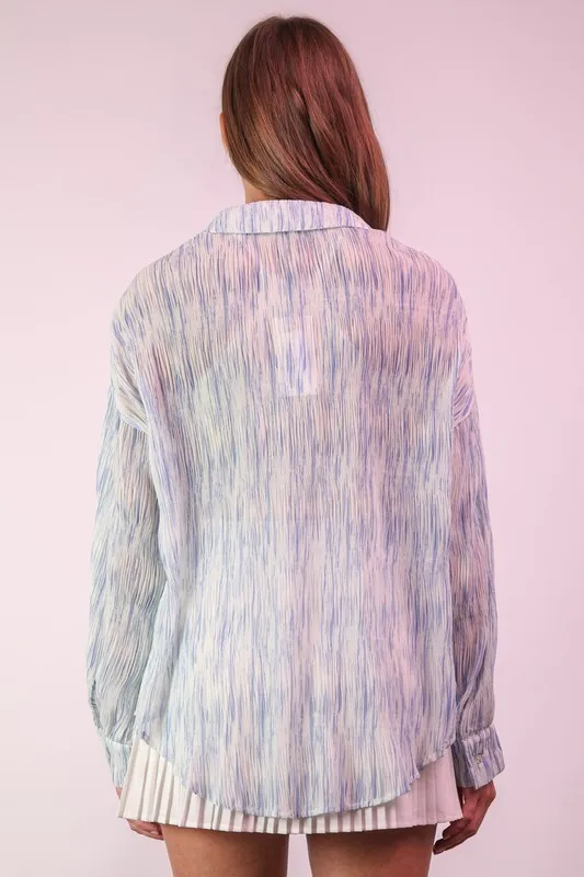 Plus Size Oversized Printed Button Up Shirt, image 4