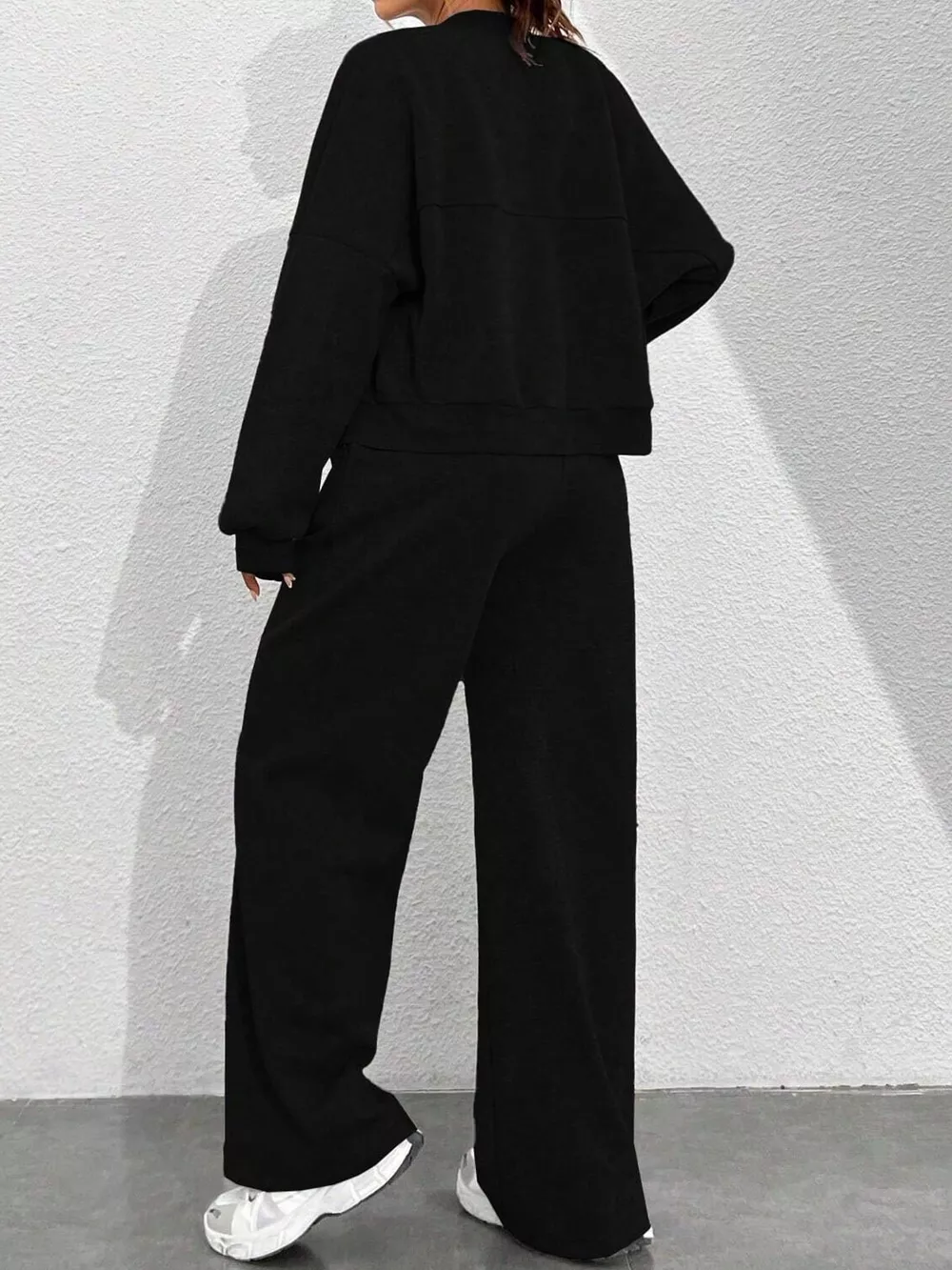 Casual Zip-Up Jacket and Wide-Leg Sweatpants Set, image 11