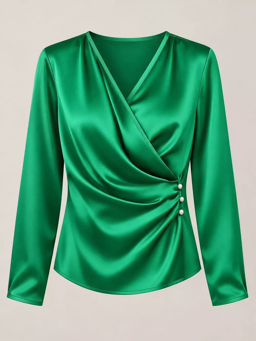 Satin Surplice Long Sleeve Blouse, image 21