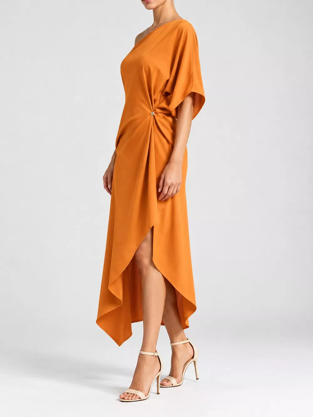 Full Size One-Shoulder Asymmetric Hem Midi Dress Plus Size, image 13
